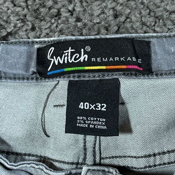 Switch Jeans Mens 40x32 Slim Taper Fit Distressed Painted Graphic Streetwear - Picture 2 of 8